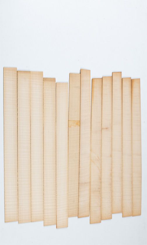 Twelve maple violin rib blanks