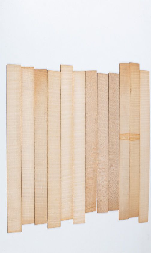 Twelve maple violin rib blanks
