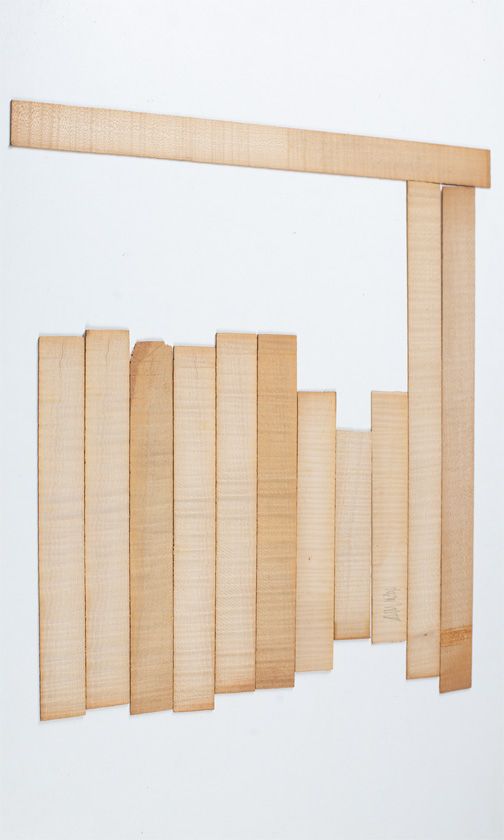 Twelve maple violin rib blanks