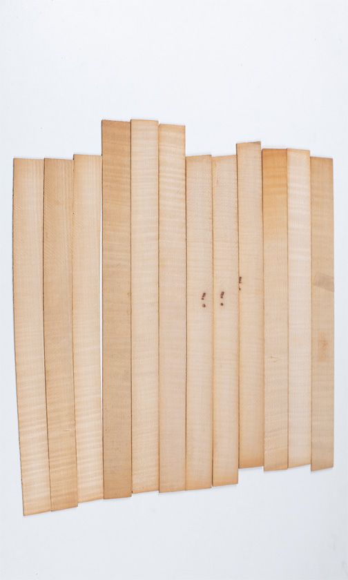 Twelve maple violin rib blanks