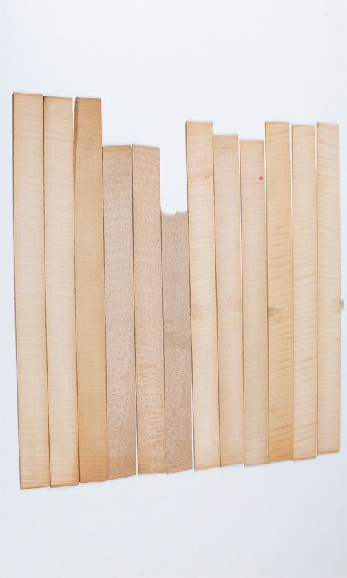 Twelve maple violin rib blanks