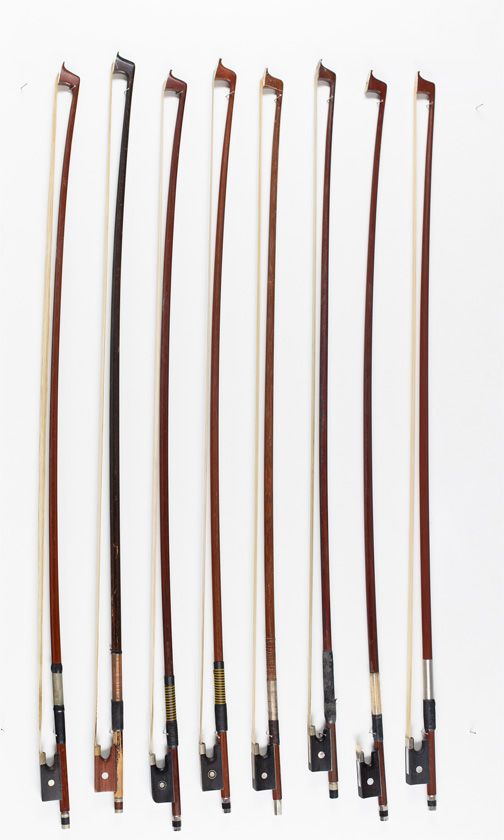 Eight violin bows