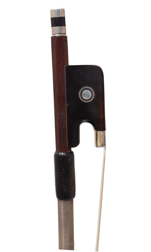 A silver-mounted cello bow, Workshop of Roger Gerome, France