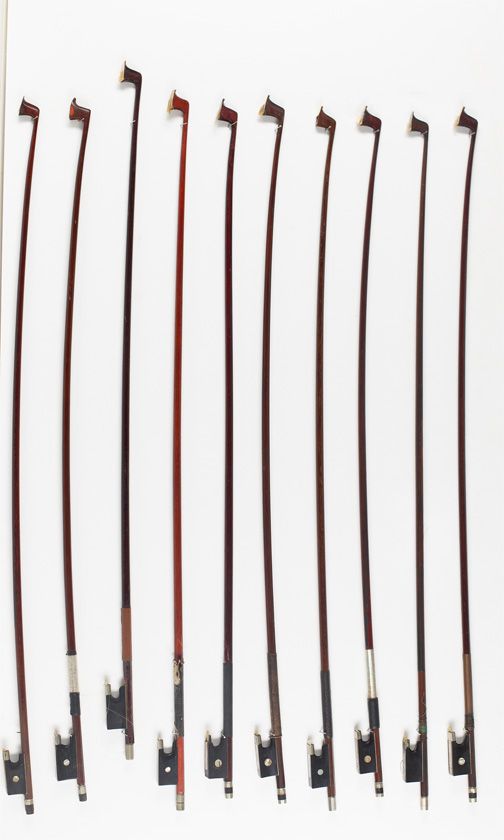 Ten violin bows