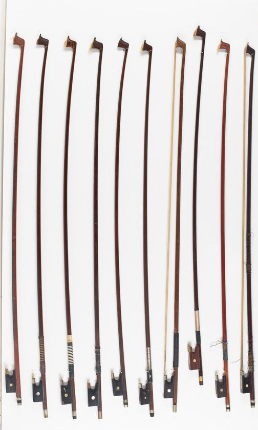 Ten violin bows