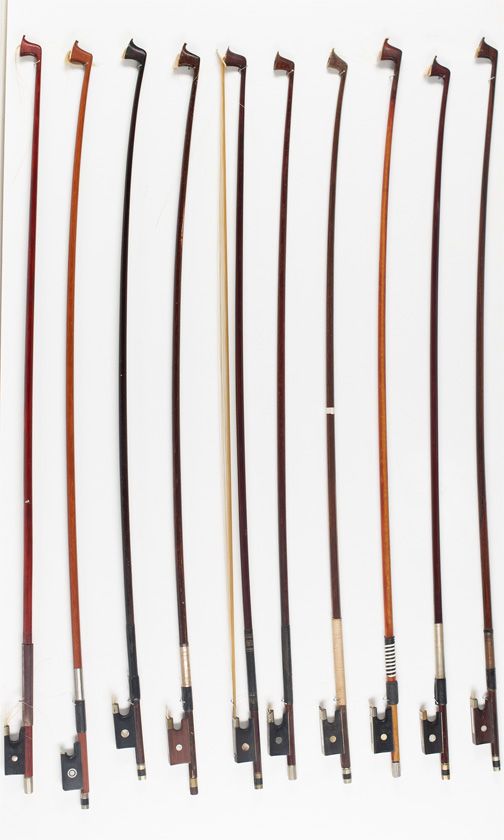Ten violin bows