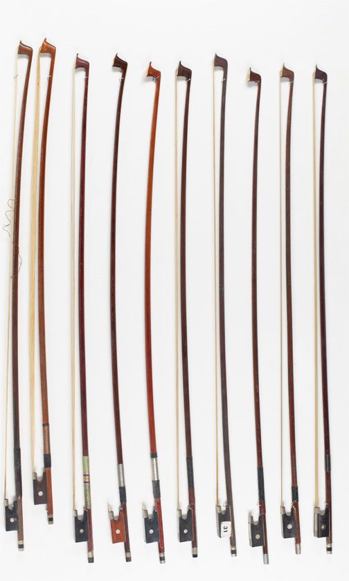 Ten violin bows