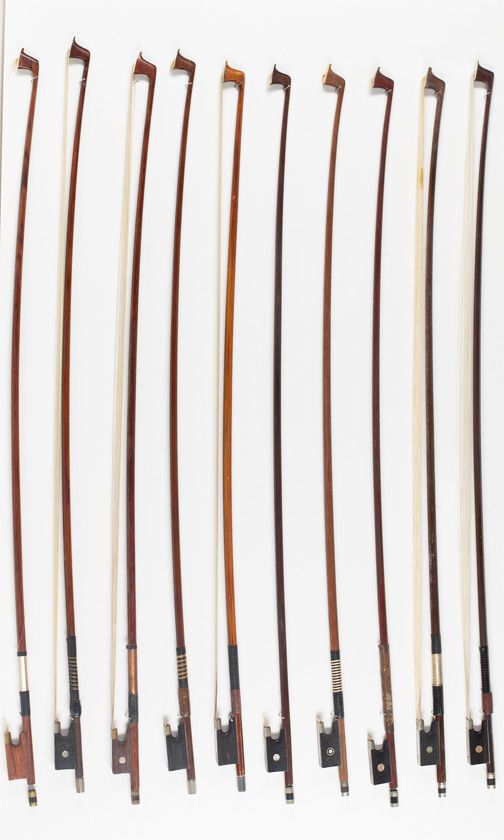Ten violin bows