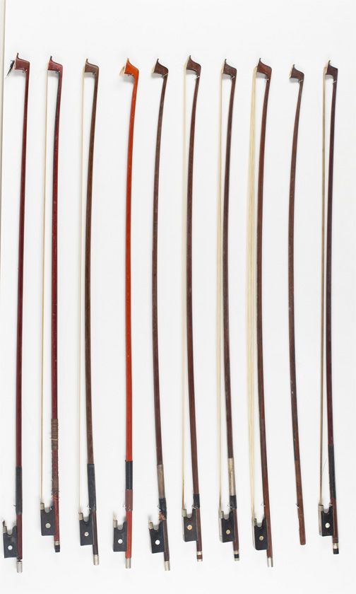 Ten violin bows