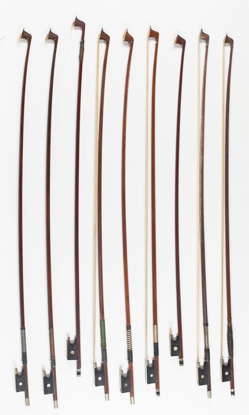 Ten violin bows