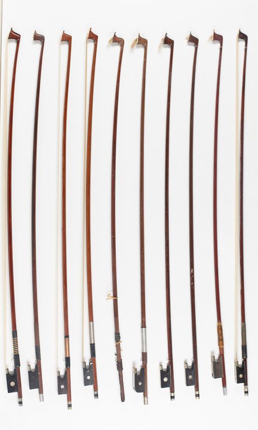 Ten violin bows