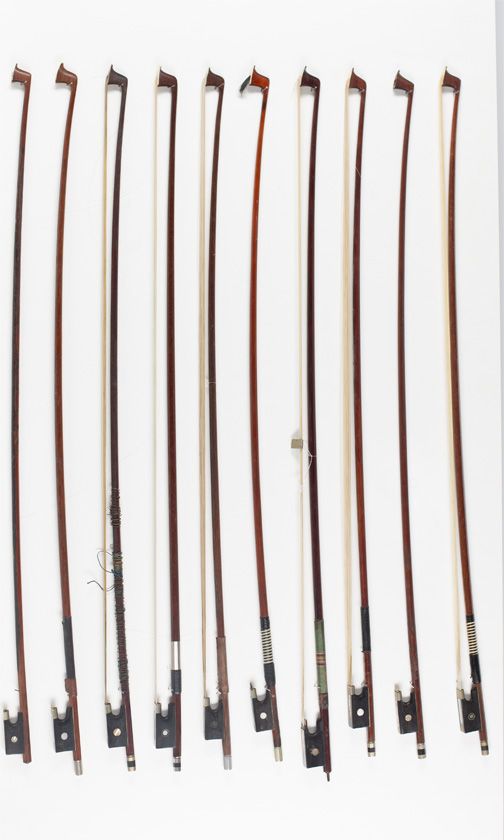 Ten violin bows