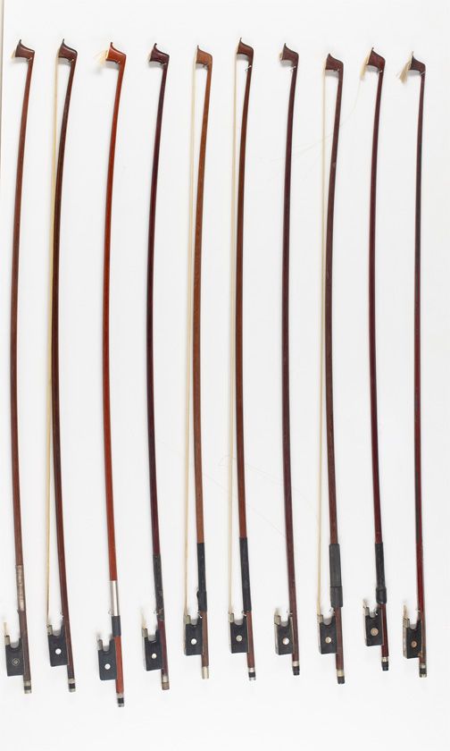 Ten violin bows