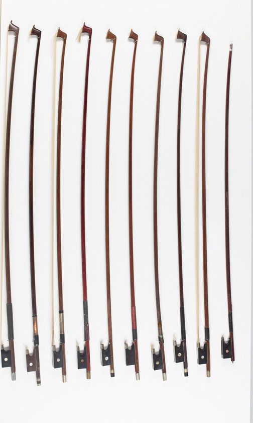 Ten violin bows