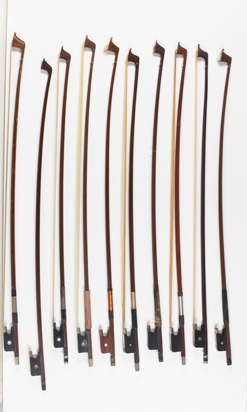 Ten cello bows