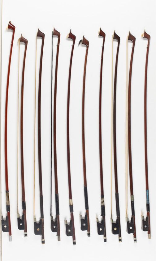 Ten cello bows