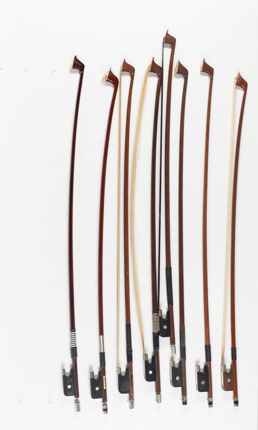 Eight 3/4 size cello bows