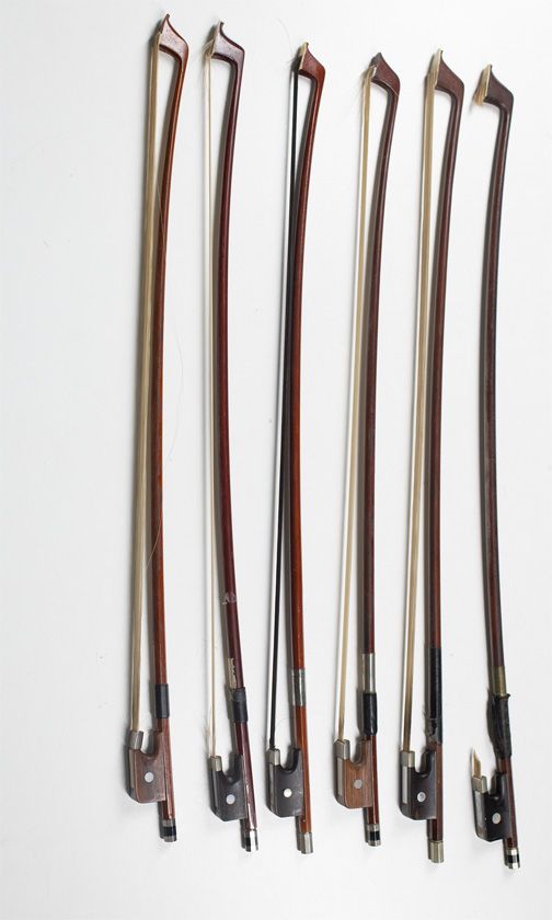 Six 3/4 size cello bows