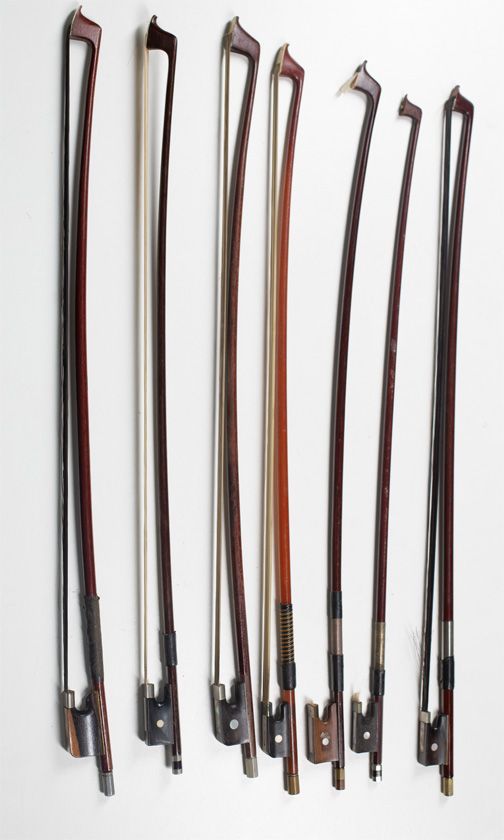 Six 3/4 size cello bows
