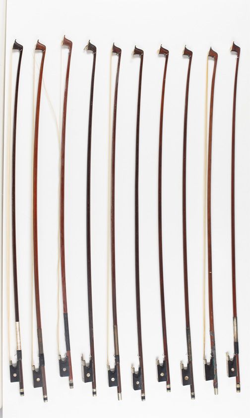 Fifteen violin bows