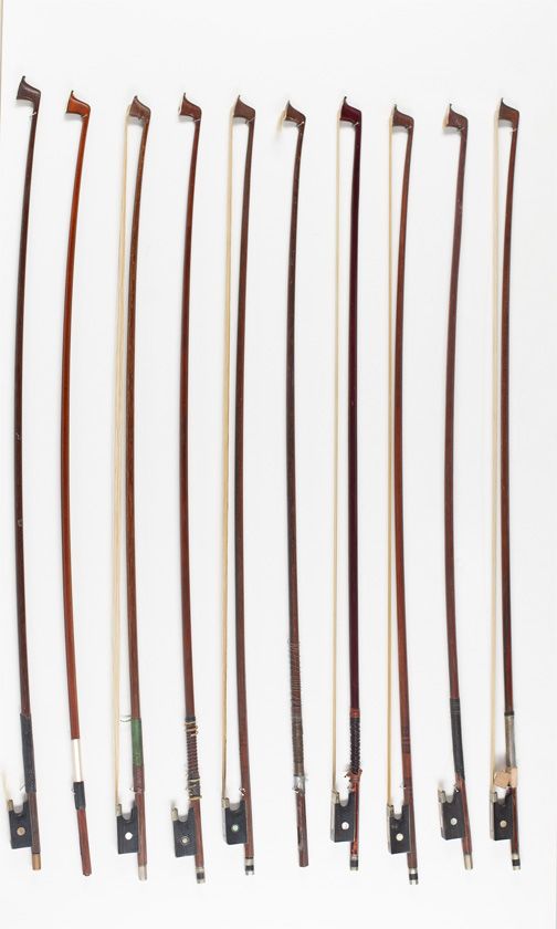 Sixteen violin bows