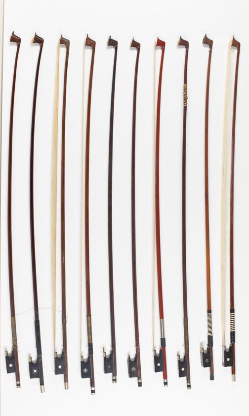 Eighteen violin bows