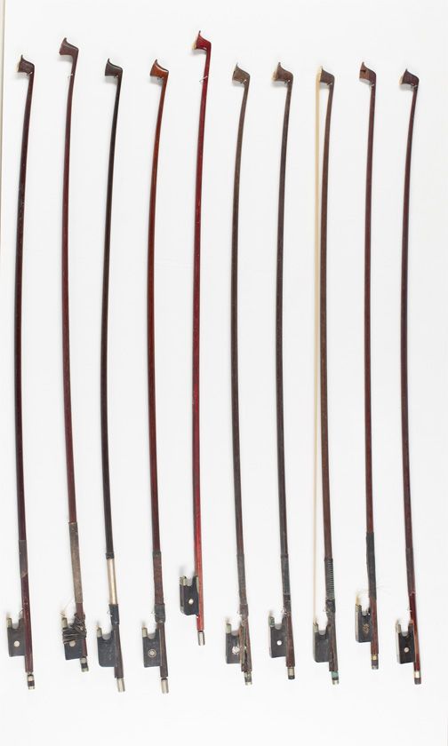 Ten violin bows