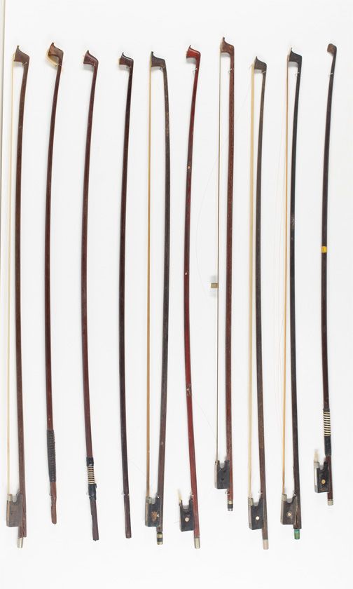 Fourteen violin bows