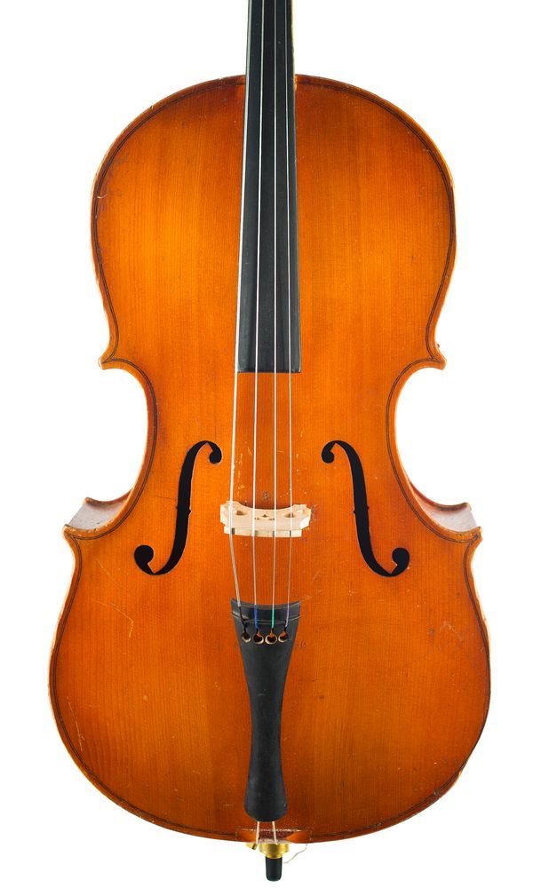 A half-size cello, labelled Rudall Carte & Co.