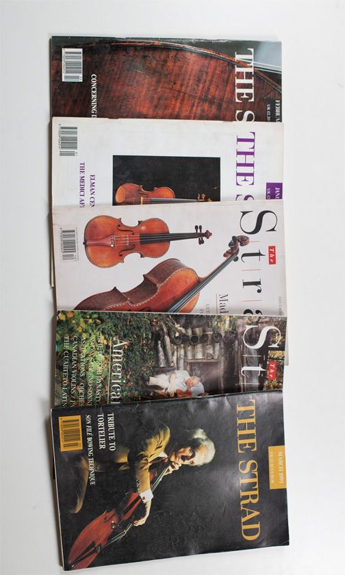 A collection of The Strad magazines (years 1987, 1990, 1991 & 1993) and various auction catalogues