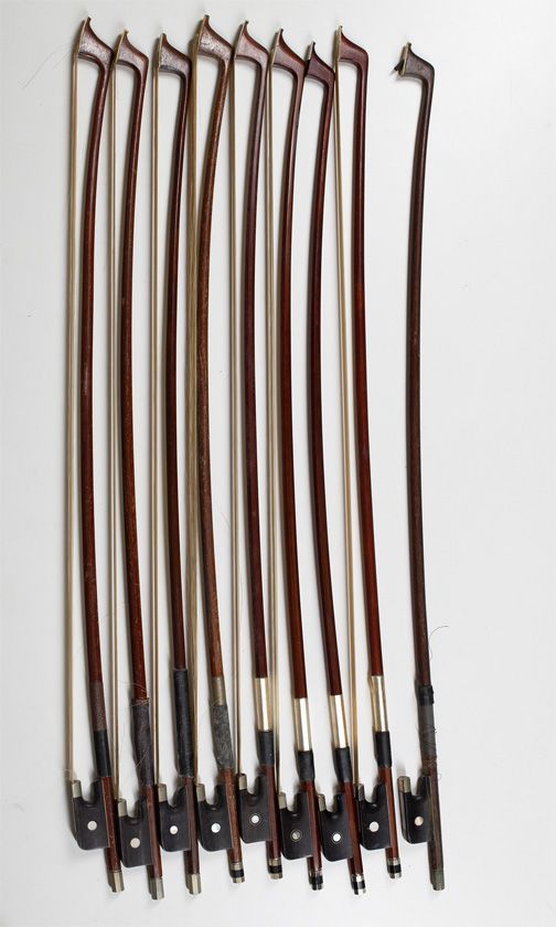 Nine 3/4 size cello bows