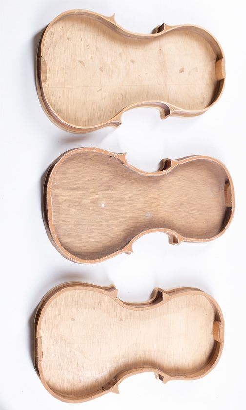 Three sets of violin ribs