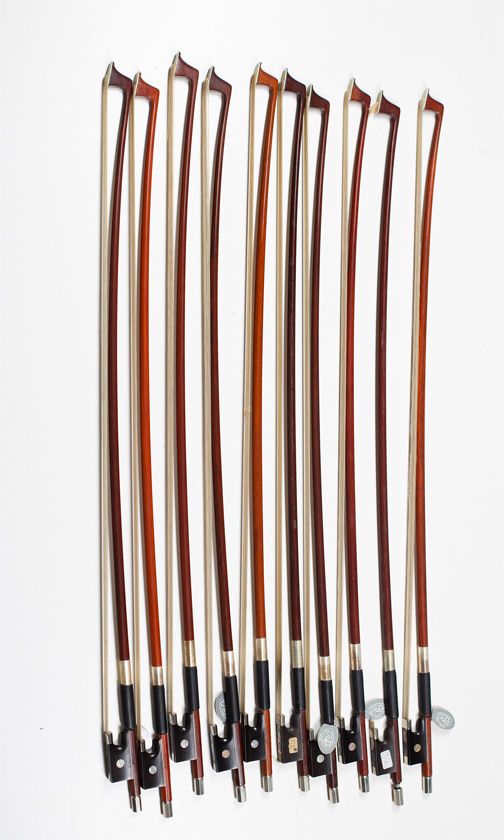 Ten 1/2 size violin bows