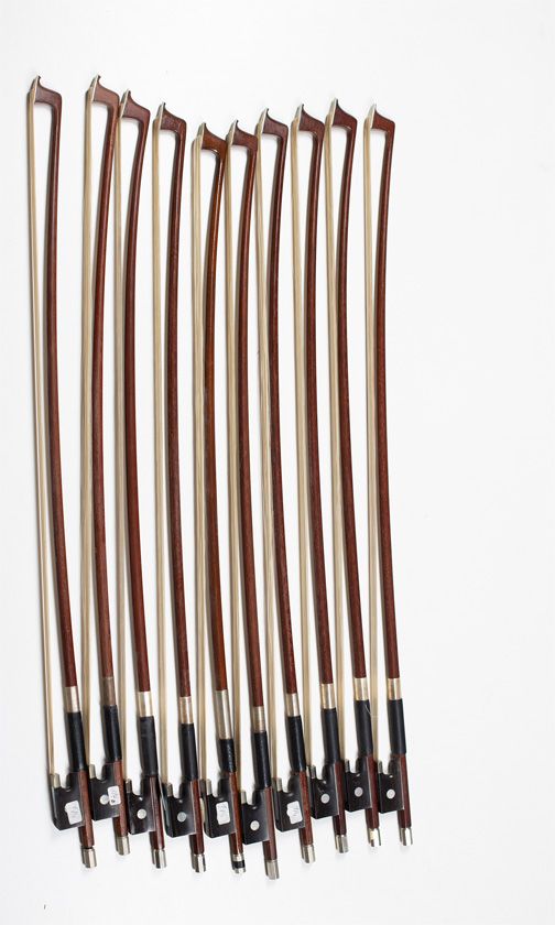 Ten 1/4 size violin bows