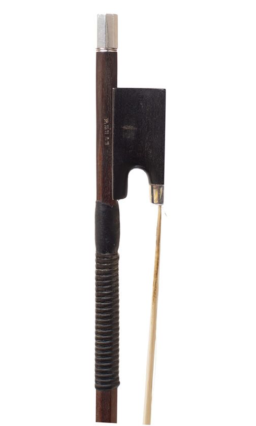 A silver-mounted violin bow by W. E. Hill & Sons, England
