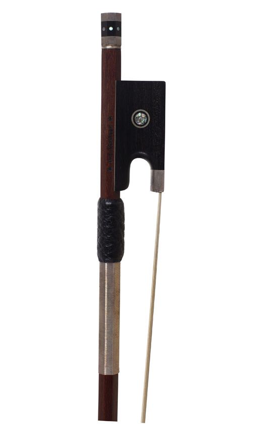 A silver-mounted violin bow branded W. E. Dorfler