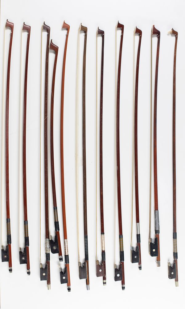 Fifteen violin bows