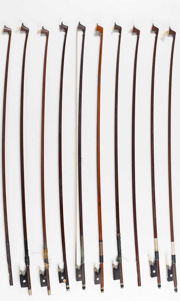 Ten violin bows