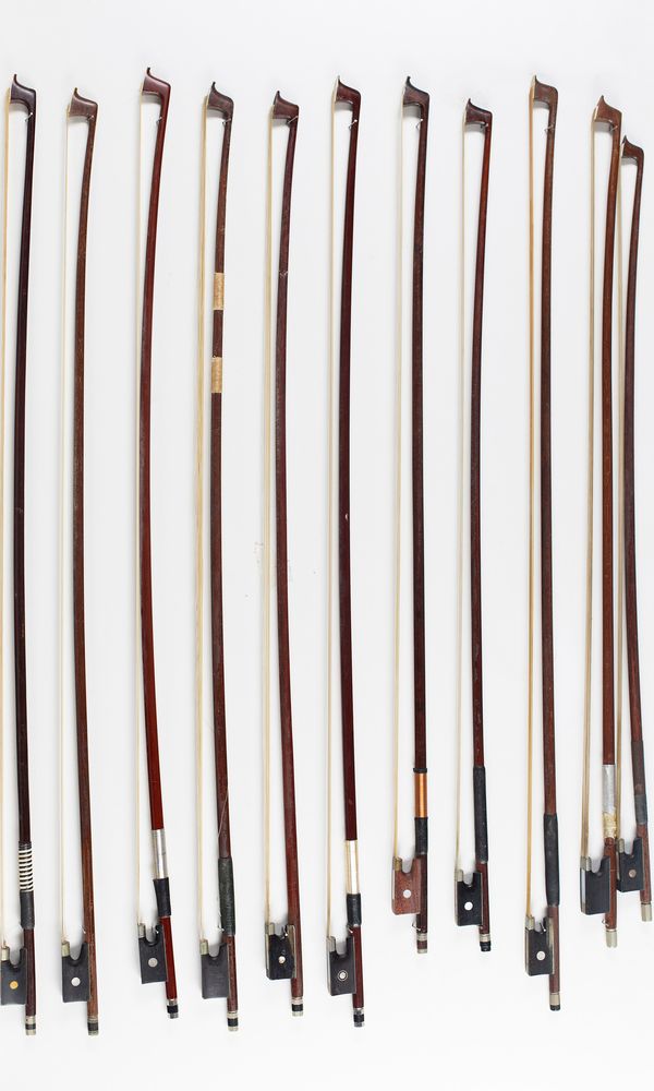 Twenty violin bows