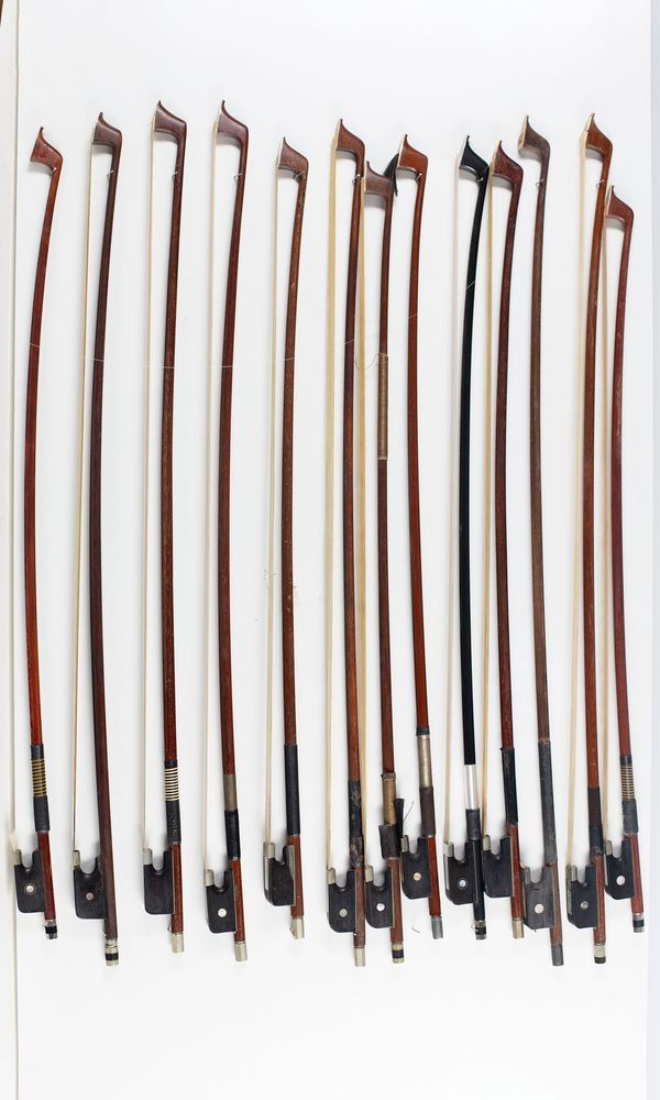 Thirteen cello bows