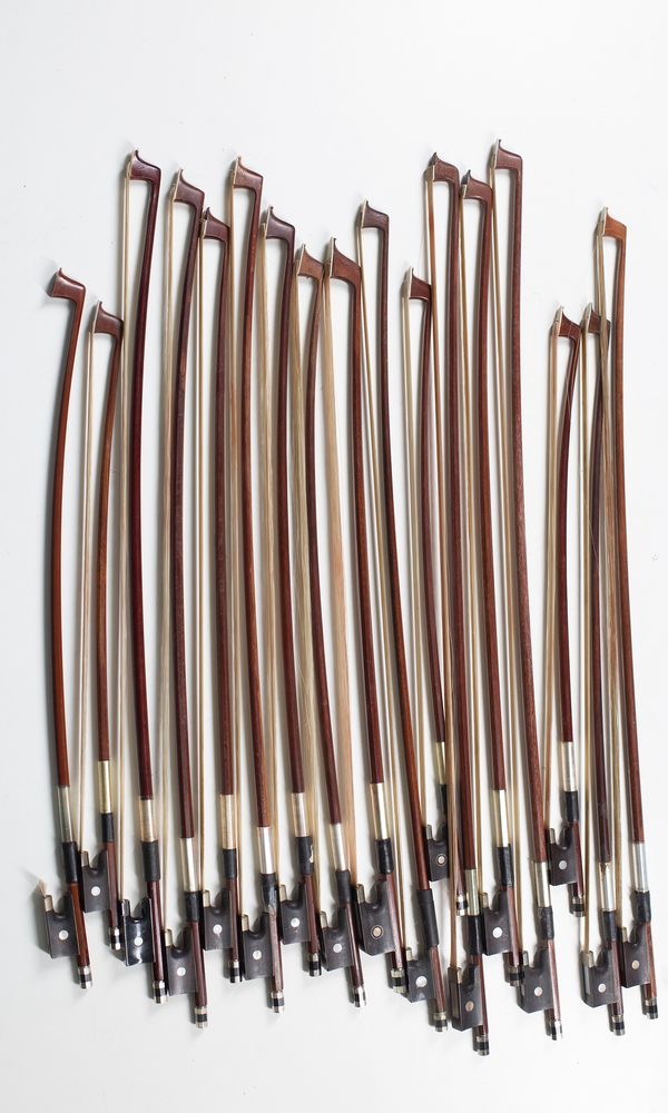 Twenty-five violin bows
