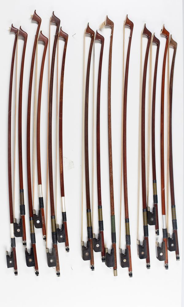 Fourteen cello bows