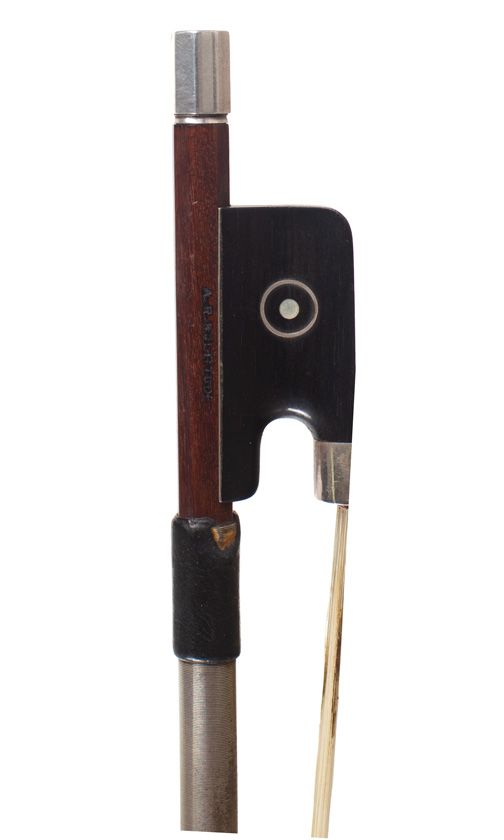 A silver-mounted cello bow by Arthur Richard Bultitude, England