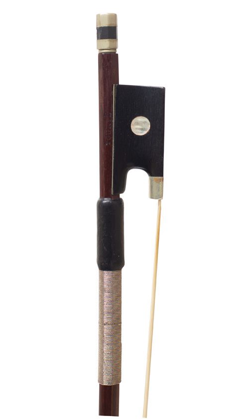 A nickel-mounted violin bow