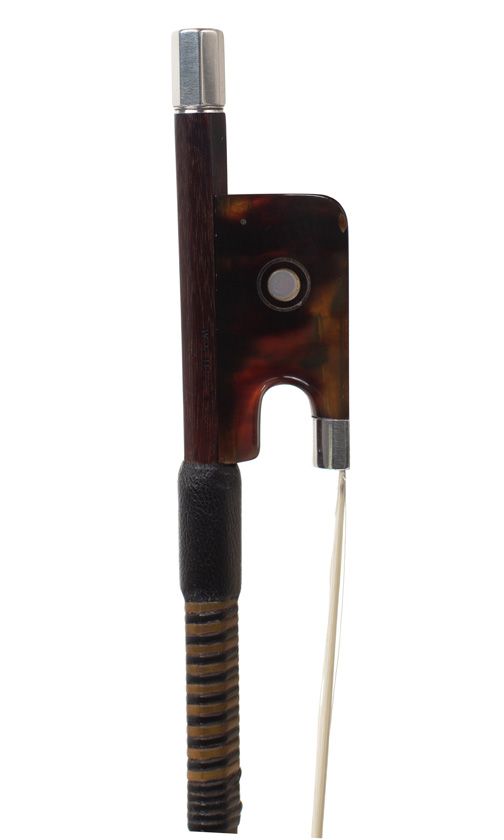 A silver and tortoiseshell-mounted cello bow by W. E. Hill & Sons, England