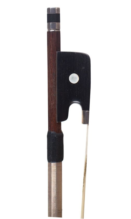 A silver-mounted cello bow by Albin Hums, Germany