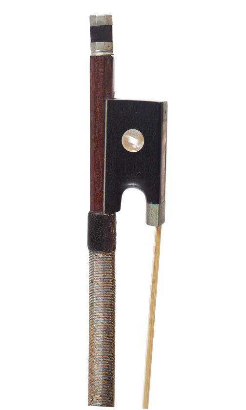A nickel-mounted violin bow, probably by John Dodd, England
