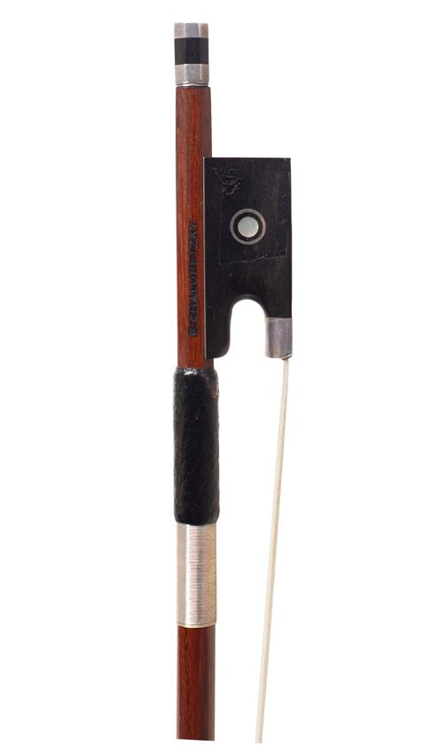 A silver-mounted violin bow by F. Chalupetzky