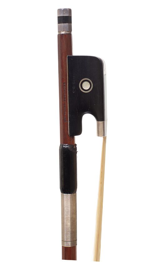 A silver-mounted cello bow by Gotthaard Schuster, Germany