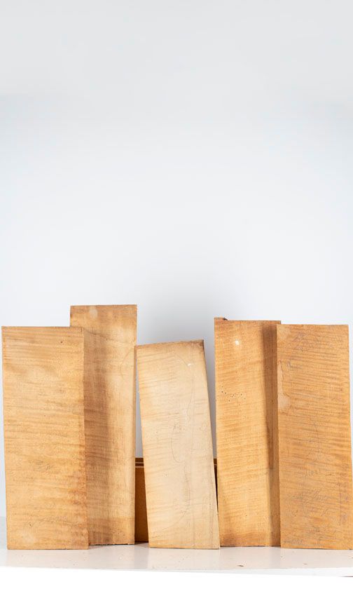 Five maple violin backs